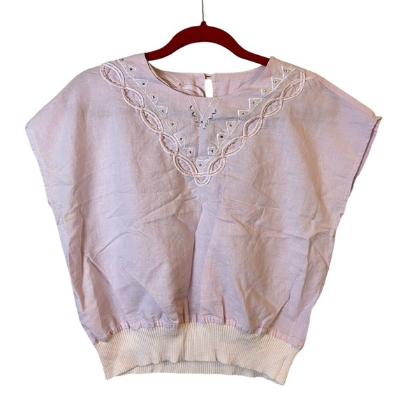 Vintage Pink Embroidered 80’s Crop Top - Picture 4 of 10